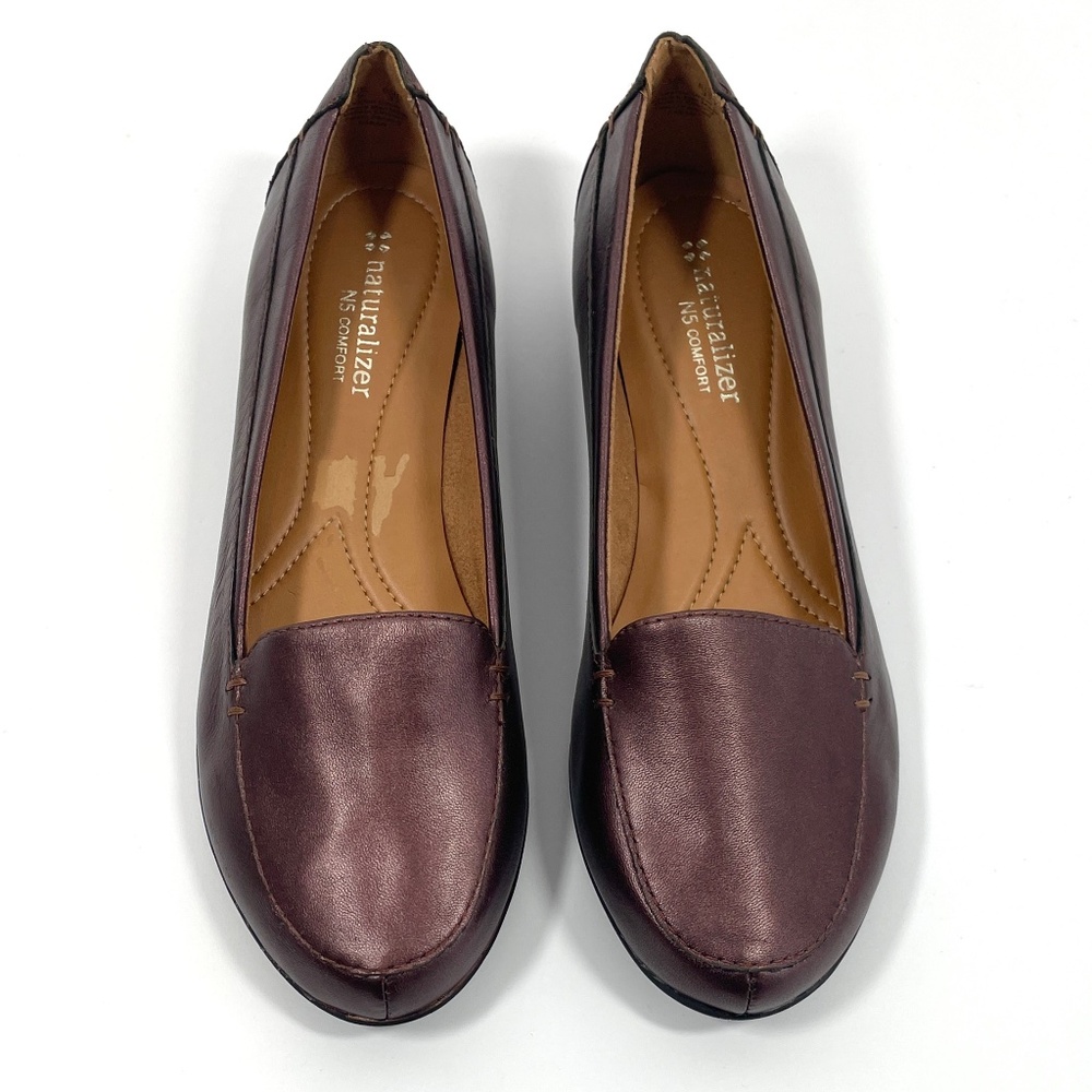 Naturalizer N5 Comfort–Dark Ruby Red/Burgundy Slip-On Metallic Loafer. Size 7.